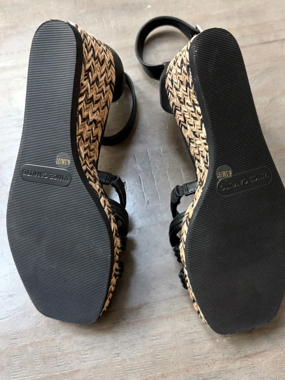 Vince Camuto Jilesa Black, Leather Espadrille Sandals.
